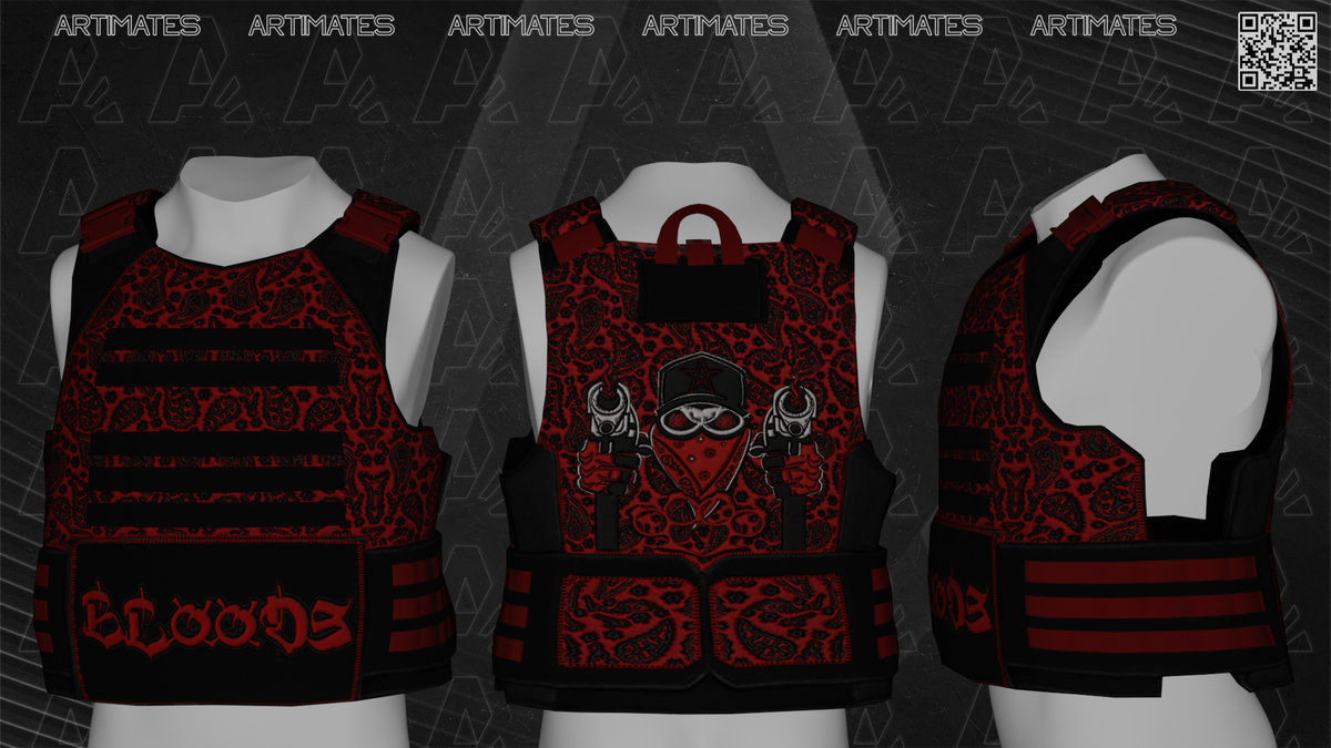 Custom Vest Gta Rp Bloods Basic Vest - FiveM Clothing – Artimates