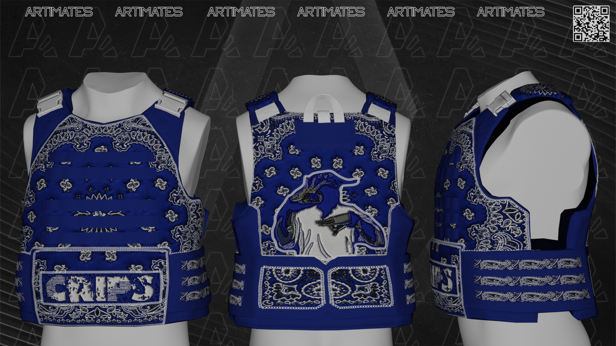 Custom Vest Gta Rp Crips Basic Vest - FiveM Clothing