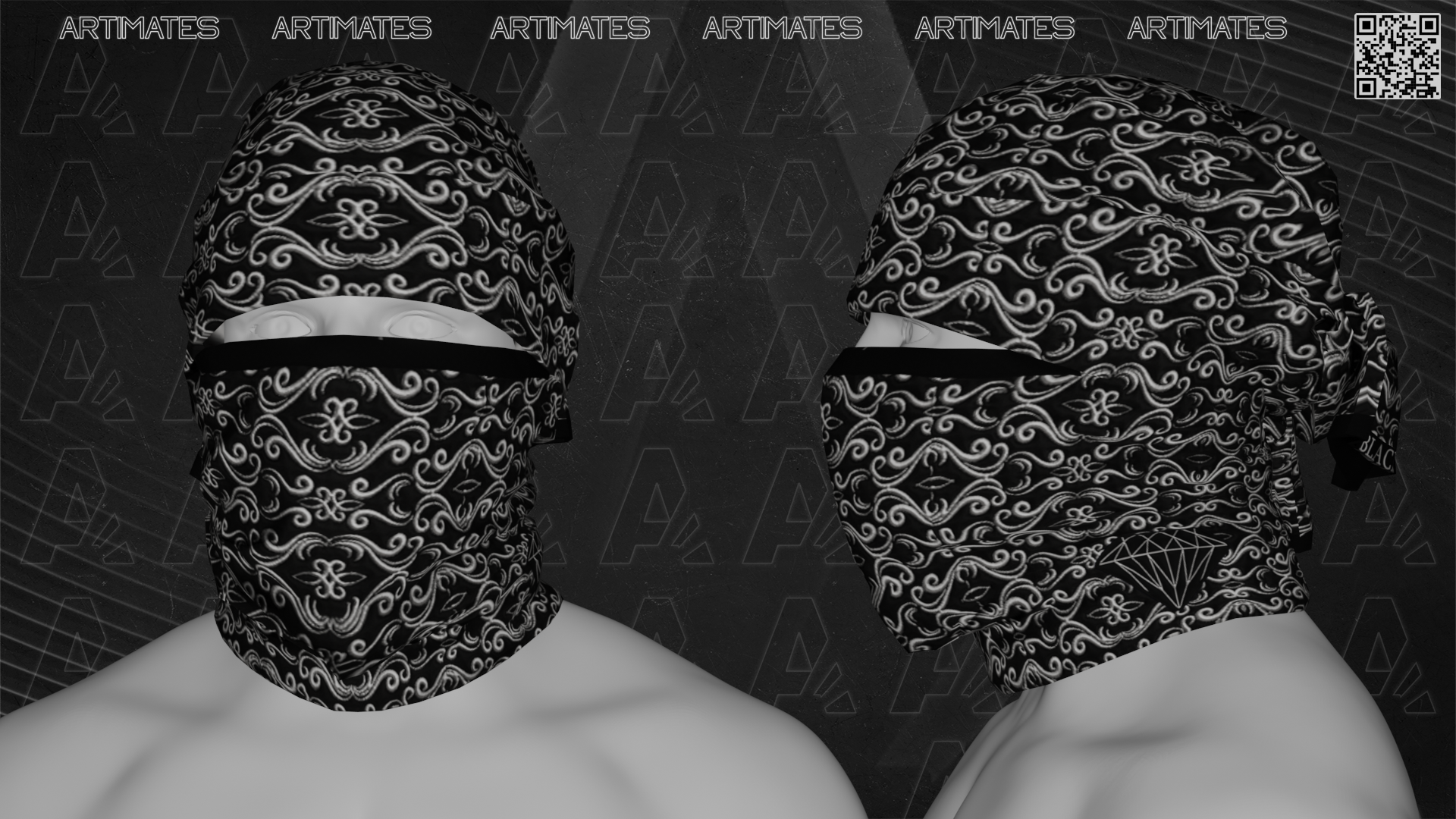 Black Diamonds Full Mask - FiveM Clothing